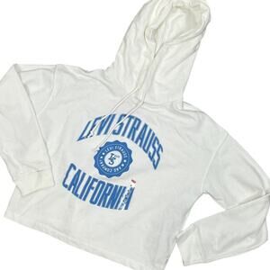 Levi's Women's Sam Cropped Hoodie White Sweatshirt - Size Small - NWT